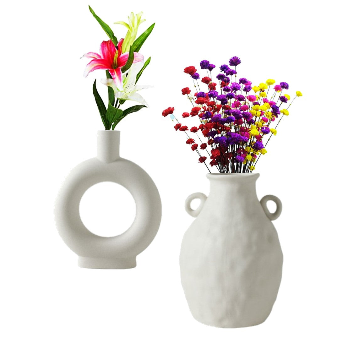 White Nordic Vase. Minimalist Flower Vase. Chic Home Decor Idea. WickedYo