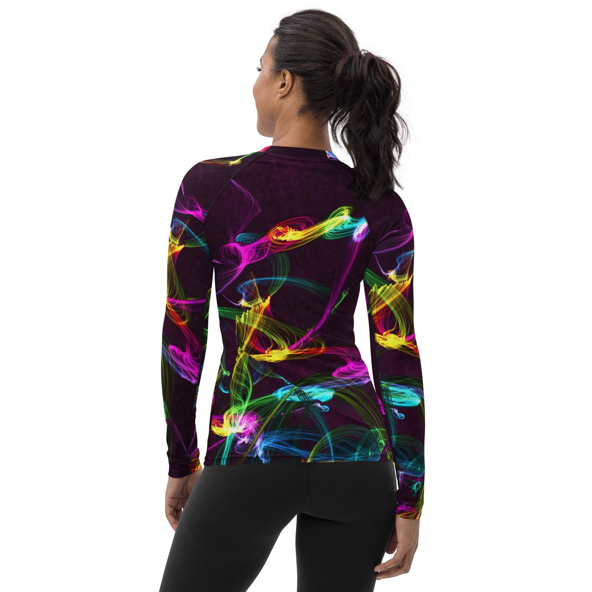 Gym or Workout Top. Activewear Long Sleeve Rashguard. Sporty Running Top. Streetwear. "Strobes" by WickedYo.