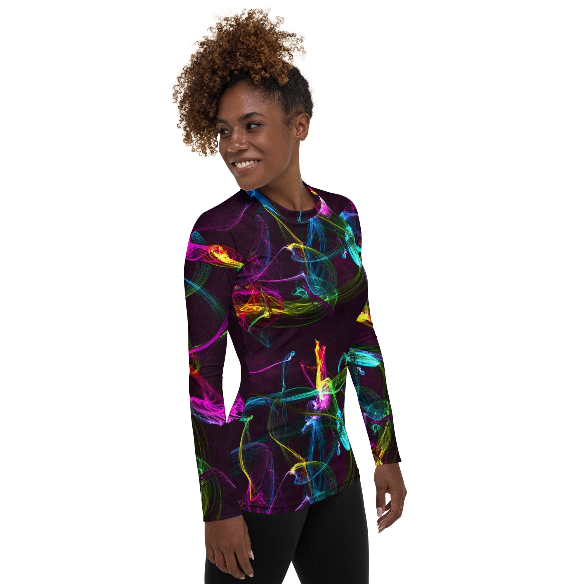 Gym or Workout Top. Activewear Long Sleeve Rashguard. Sporty Running Top. Streetwear. "Strobes" by WickedYo.