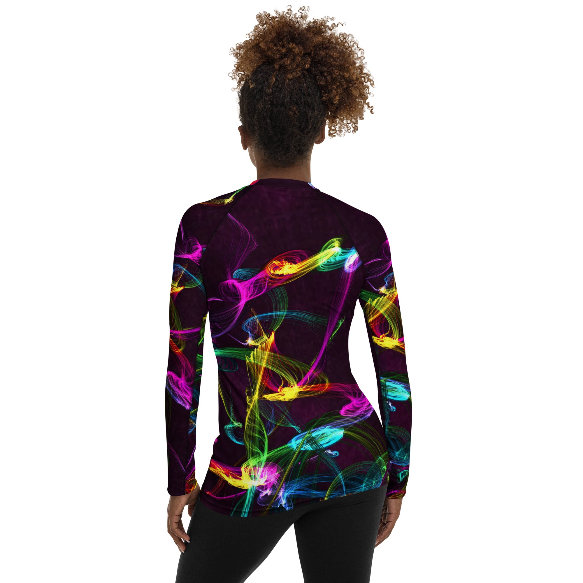 Gym or Workout Top. Activewear Long Sleeve Rashguard. Sporty Running Top. Streetwear. "Strobes" by WickedYo.