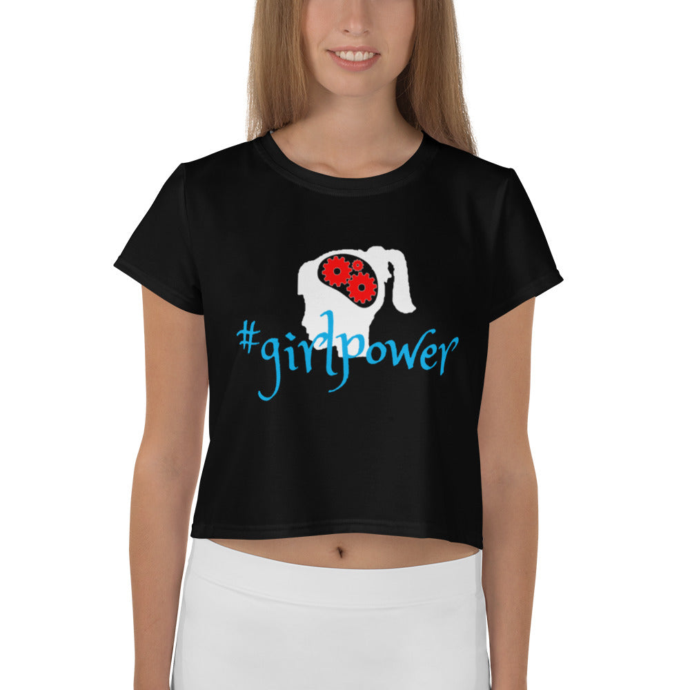 Army Green #girlpower Cropped Tees. Girls' Hashtag Art Crop Top. WickedYo.