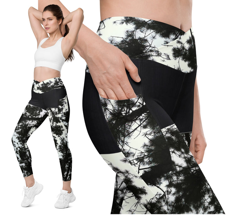 Workout or Dance Leggings with Pockets. Crossover Waist Yoga Pants