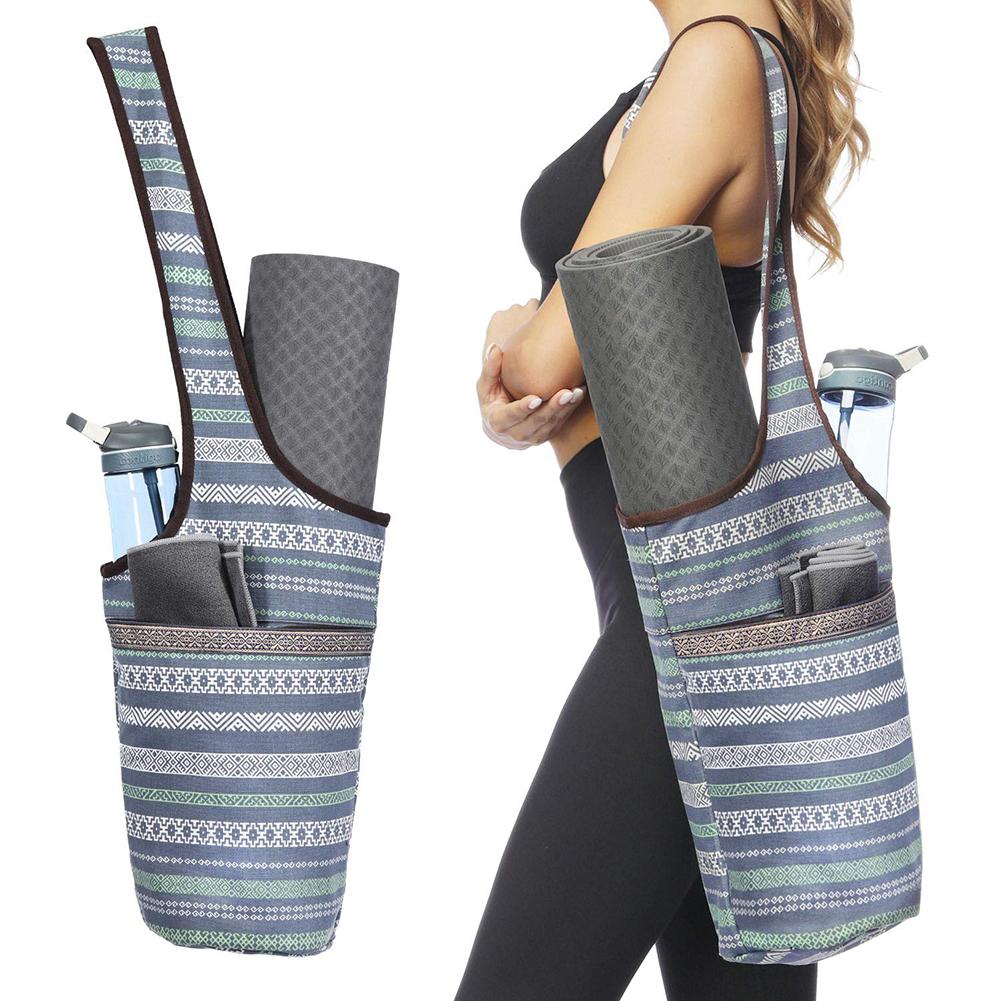 Cool Grey Yoga Mat Tote. Women's Gym Shoulder Bag. WickedYo