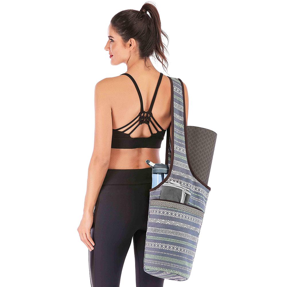 Cool Grey Yoga Mat Tote. Women's Gym Shoulder Bag. WickedYo