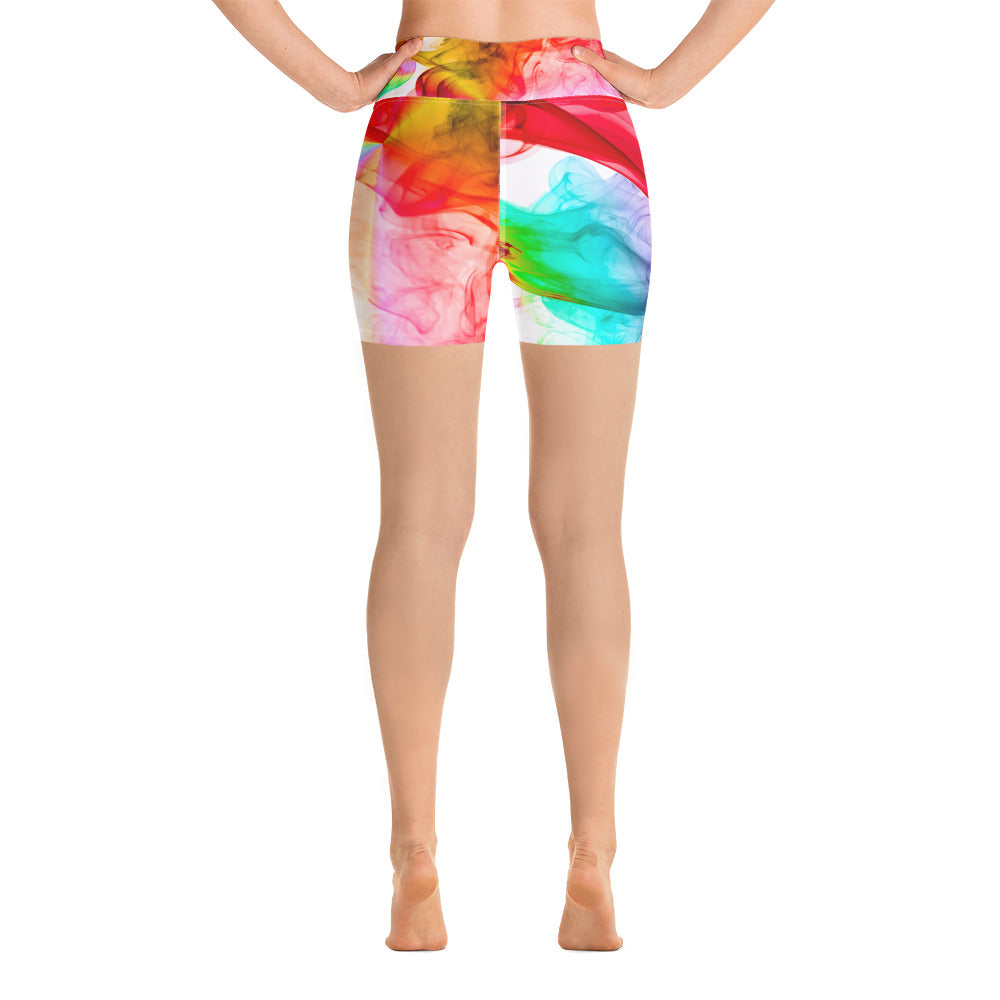 Yoga Shorts. High Waist Gym Shorts. "Colorfall"  Workout Shorts. WickedYo.