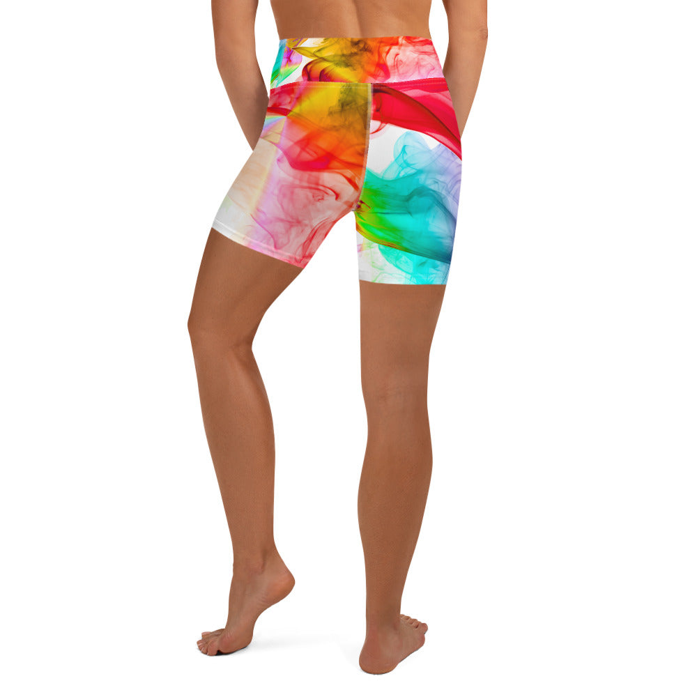 Yoga Shorts. High Waist Gym Shorts. "Colorfall"  Workout Shorts. WickedYo.