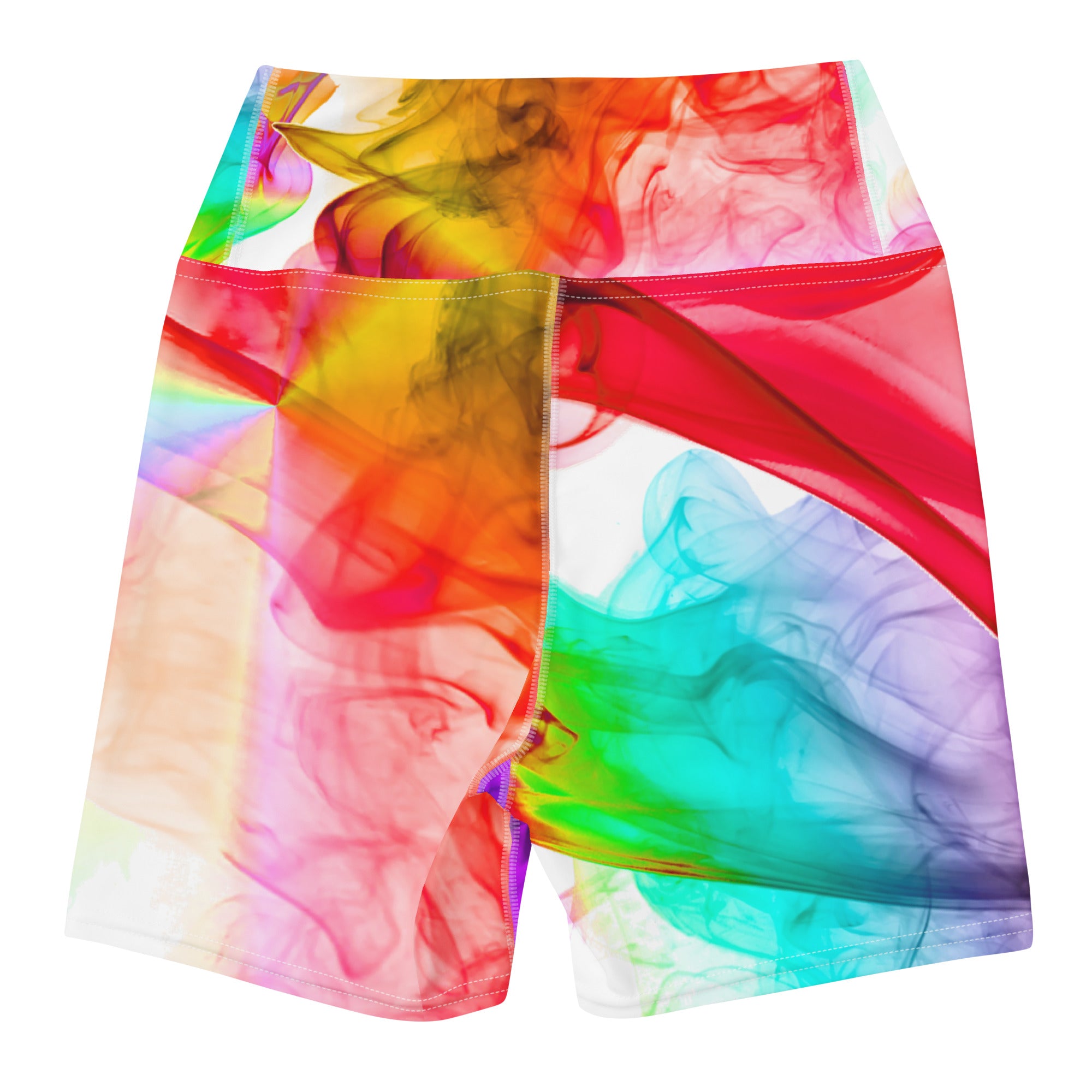 Yoga Shorts. High Waist Gym Shorts. "Colorfall"  Workout Shorts. WickedYo.