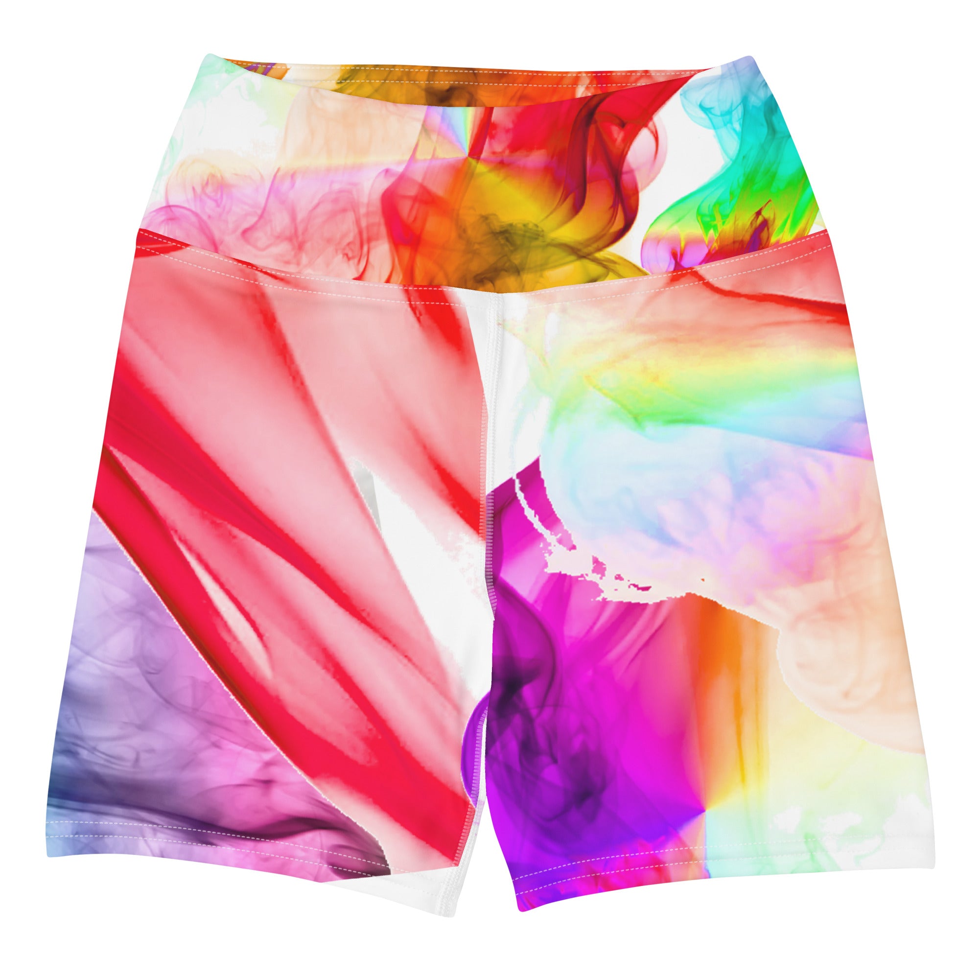 Yoga Shorts. High Waist Gym Shorts. "Colorfall"  Workout Shorts. WickedYo.