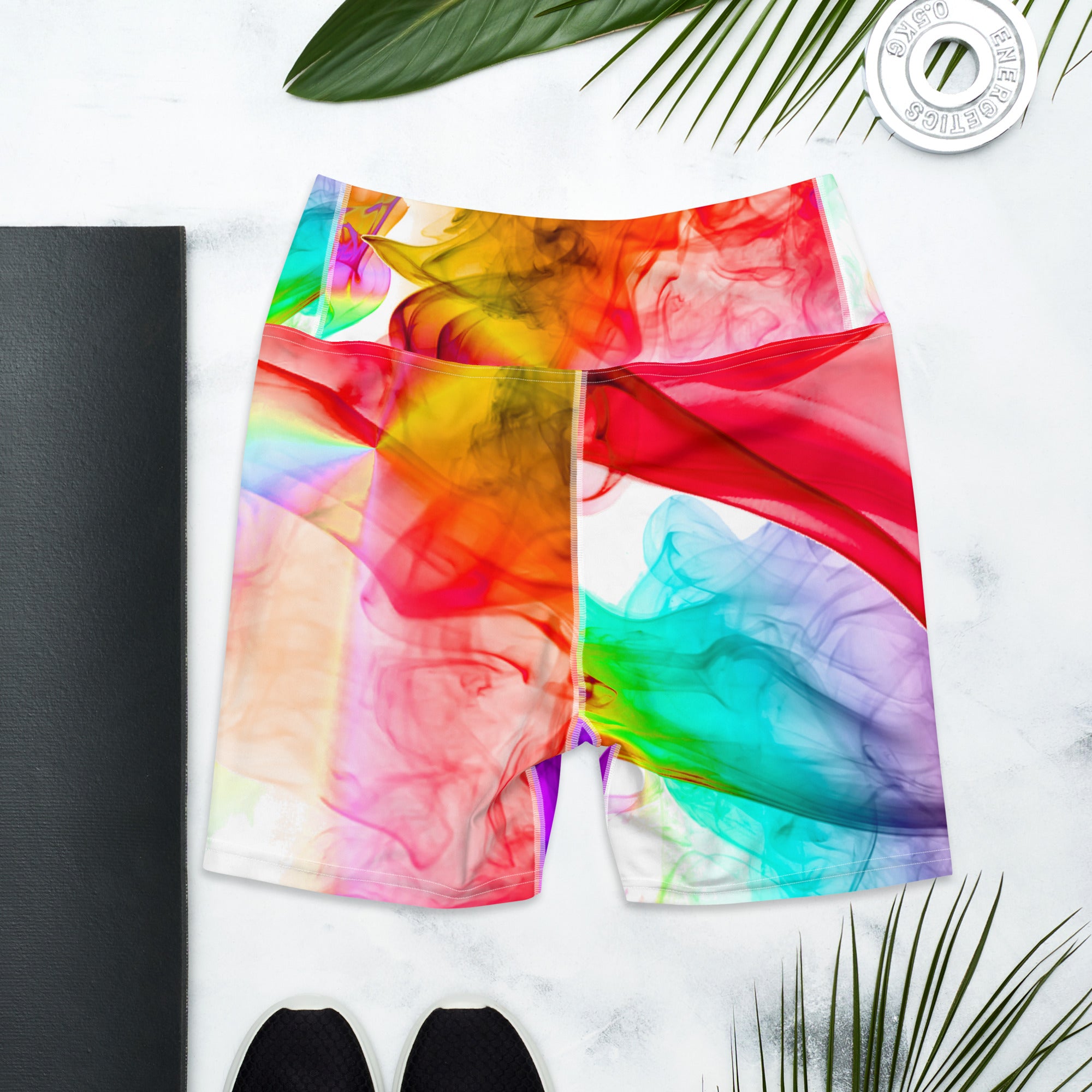 Yoga Shorts. High Waist Gym Shorts. "Colorfall"  Workout Shorts. WickedYo.