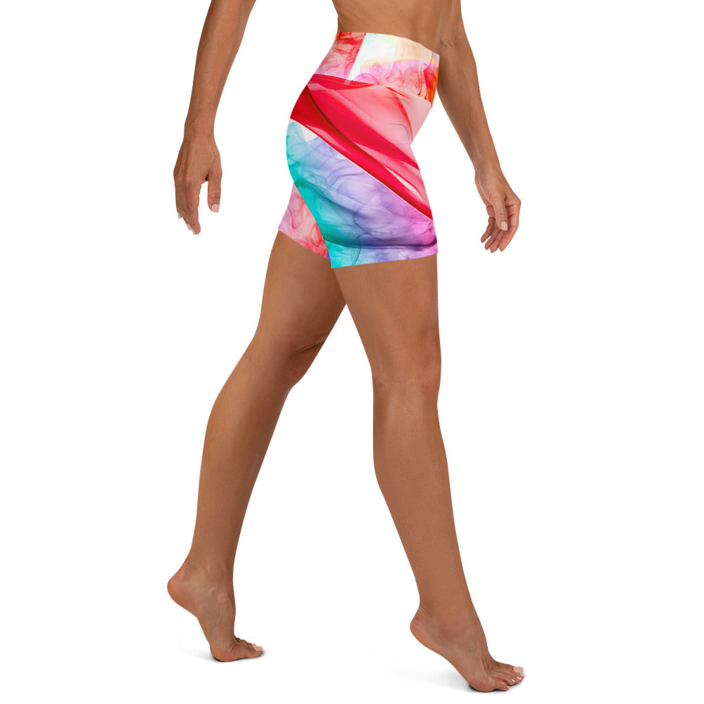 Yoga Shorts. High Waist Gym Shorts. "Colorfall"  Workout Shorts. WickedYo.