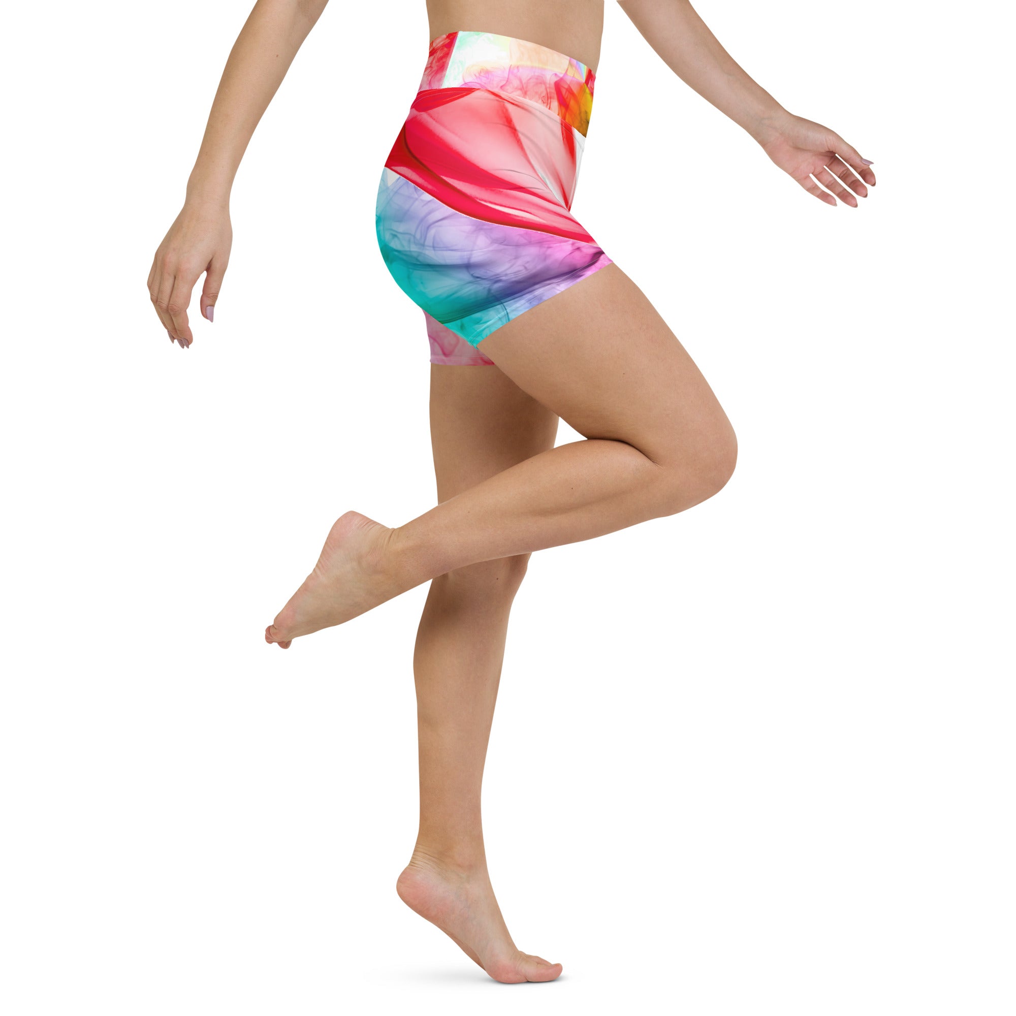 Yoga Shorts. High Waist Gym Shorts. "Colorfall"  Workout Shorts. WickedYo.